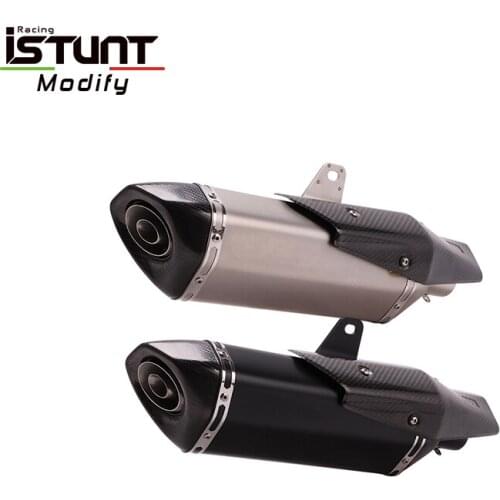470mm Universal Motorcycle Exhaust Muffler Pipe Escape Modified with Carbon Fiber Heat Shield For NINJA400 GSX250 RC390 G310