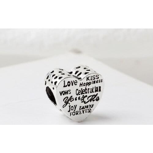 5PCS New Original Confession Zinc Alloy Charm Hollow Heart Shape Kiss Love Beads Fit Pan Men Bracelet DIY Women Jewelry Making