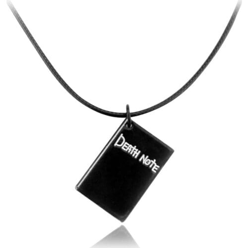 50 Pcs/lot Anime Death Note Black Book Necklace pendants toy Leather Chain Cosplay Choker Women Men Jewelry Gift