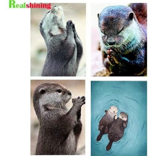 DIY 5D Diamond Painting Full Square/Round Otter Cross Stitch Diamond Embroidery prayer Animals Needlework Round Drill N1708