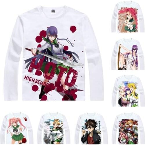 Apocalyptic Academy Highschool of the Dead T-Shirts Men Long Sleeve Anime Shirt Saeko Busujima Cosplay Motivs Women Anime Shirts