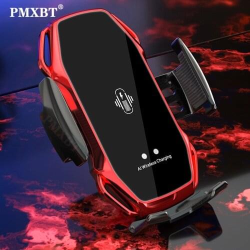 Automatic Clamping 10W Fast Car Wireless Charger for Samsung S10 iPhone 11 Pro XS Infrared Sensor Qi Charging Phone Holder Mount