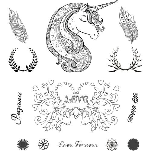 AZSG Unicorn Clear Stamps/Seals For DIY Scrapbooking/Card Making/Album Decorative Silicone Stamp Crafts