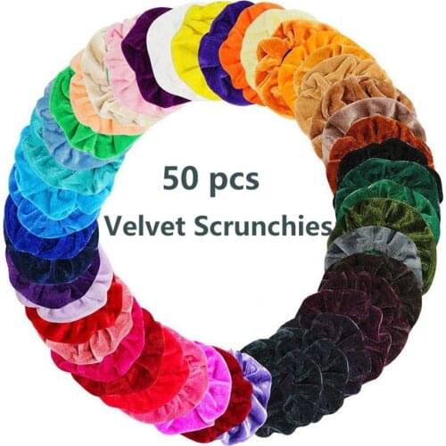50 Pcs Velvet Hair Scrunchies Women Girls Elastic Hair Rubber Bands Accessories Tie Hair Ring Rope Ponytail Holder