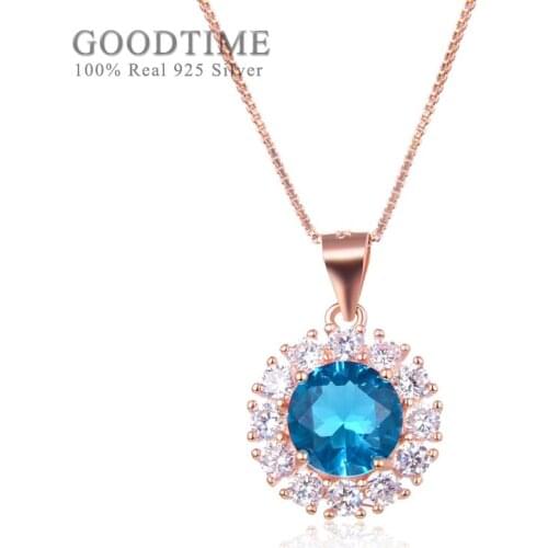 Noble Rhinestone Pendant For Women 925 Sterling Silver Zircon Flower Crystal Necklace Jewelry Anniversary Gift For Lover