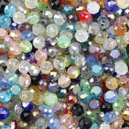 YHBZRET Bread shape Austrian crystal beads 50pcs 4*6mm Matte glass Flat Round Loose bead for jewelry making bracelet Accessories