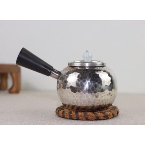 Silver pot 999 sterling silver handmade tea set Japanese retro teapot kettle home tea ceremony Kungfu tea set 200ml