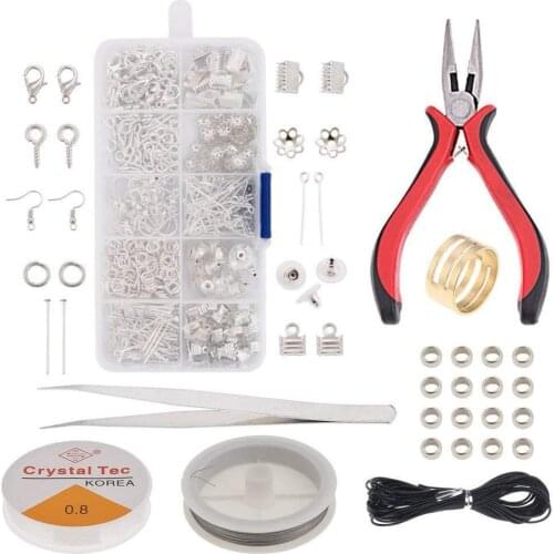 Jewelry Making Kit and Earring Repair Kits with Earring Hooks Earring Backs Open Jump Rings Head Pins Crimp Beads Screw Eye Pin
