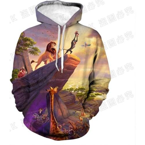 The Lion Kings Timon And Pumbaa Children Hoodies Disney Movie 3D Print Men Sweatshirt Casual Spring Women Pullover