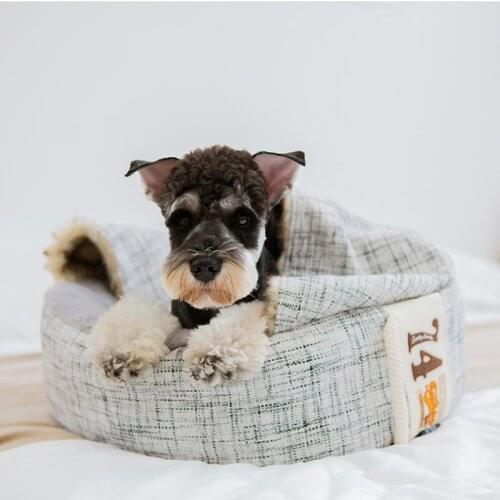 Round Dog Bed Double Donut Cat Dog House Super Soft Warm Sofa Plush antiskid deep sleep Dog Basket pet products Dogs Cushion