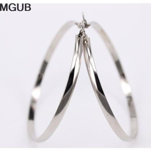 Smooth surface minimalist fashion jewelry earrings 60mm steel color Hot women exaggerated large sports and leisure LH644