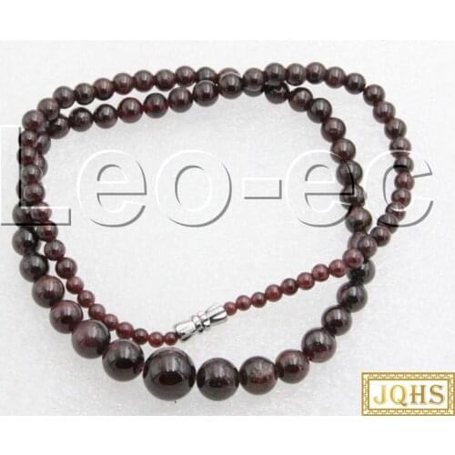 Graduated 6-12mm round red garnet Beads Jewelry Making Strand necklace 18" V1562