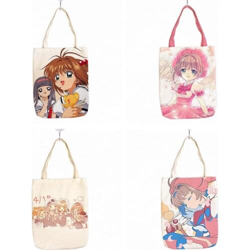 IVYYE Cardcaptor Anime Canvas Shoulder Bags Casual Shopping Bag Cartoon Handbag Travel Women Girls Gift
