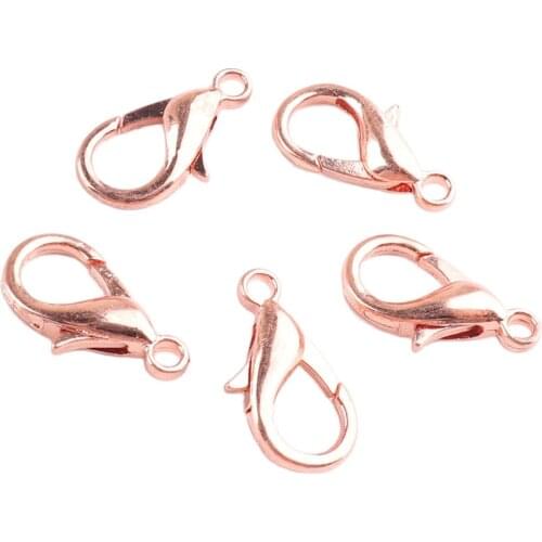 Lobster Clasp Hook 18*2mm Rose gold Open Circle Jump Rings open single loop for DIY Necklace Bracelet Accessory Jewelry Making