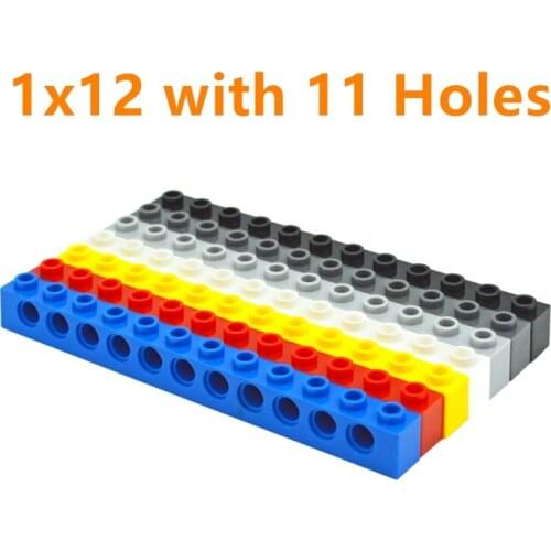 10PCS Building Blocks Technical MOC Parts 1x12 with 11 holes Perforated Bricks Assembles Particles Long Beam 3895 Toys for Kids