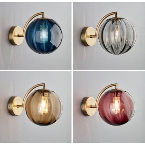 Creative Post Modern Wall lamp Bedroom Bedside Lamp Balcony Aisle Nordic Lamps Simple American Bronze Frosted Glass Lighting