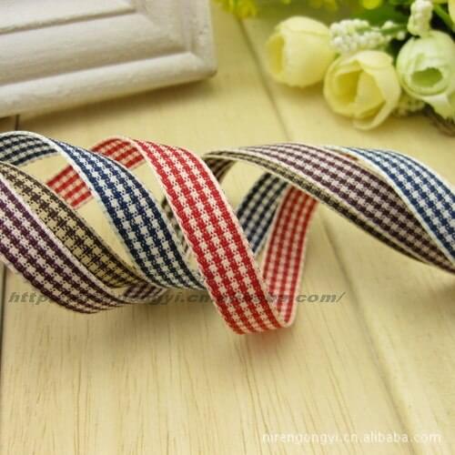 10mm plaids Rib Satin Ribbon Polyester Ribbon DIY Manual Rope tape Bowknot Hair accessories Rib Ribbon 10M/Lot