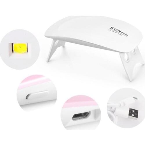 200pcs 6W Mini Nail Lamp Pink White Nail Dryer Machine UV LED Lamp Portable Micro USB Cable Home Use Drying Lamp hot