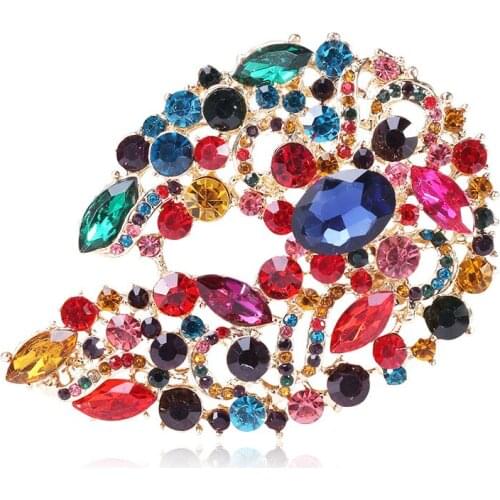 Multi-color Vintage Rhinestone Flower Brooches For Women Coat Suit Brooch Pin Elegant Accessories High Quality New
