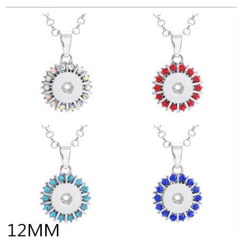 Fashion Rhinestone snap pendant necklace chain 60cm keychain fit 12MM snap buttons jewelry XL9005