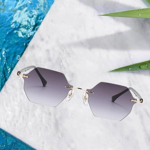 Men Rimless Sunglasses UV Protective Driving Gradient Sun Glasses Beach