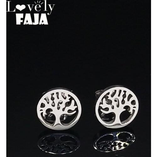 6 pairs Tree of Life Stainless Steel Earing Set for Women Silver Color Earings Set Jewelry pendientes flores E61280S03