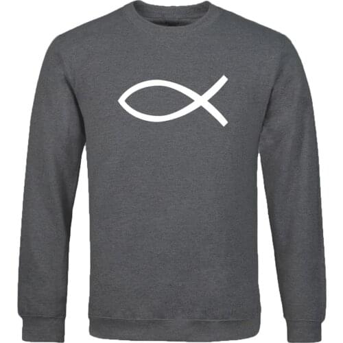 Man Fashion spring autumn slim fit hoodies 2020 New tracksuit Jesus Fish Simple Printed Sweatshirts Streetwear Hip Hop Clothings