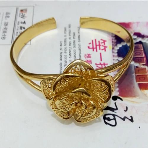 New design fashion Jewelry gold Colour cuff Bracelets love The big roses flower Bangles for women jewelry