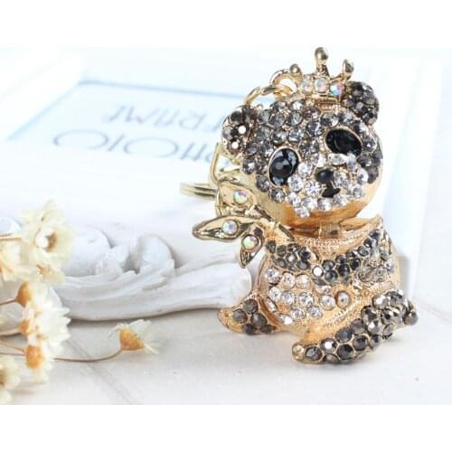 Panda Black Bamboo Lovely Cute Rhinestone Crystal Purse Bag Key Chain Pendent Women In Jewewlry Best Gift For Daughter