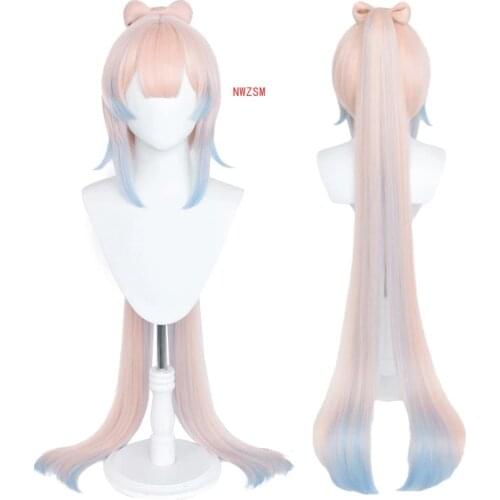 Game Genshin Impact Cosplay Kokomi Wigs Sangonomiya Kokomi Long Gradient Synthetic Hair Pelucas Anime Cosplay Wig + Wig Cap