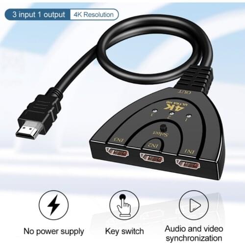 4K@60Hz HDMI Switch, NEWCARE HDMI Switch 3-in-1 Output, 3-Port HDMI Switch Selector, SupPort 4K, 3D, HDCP2.2, HDMI2.0, HDR, Suit