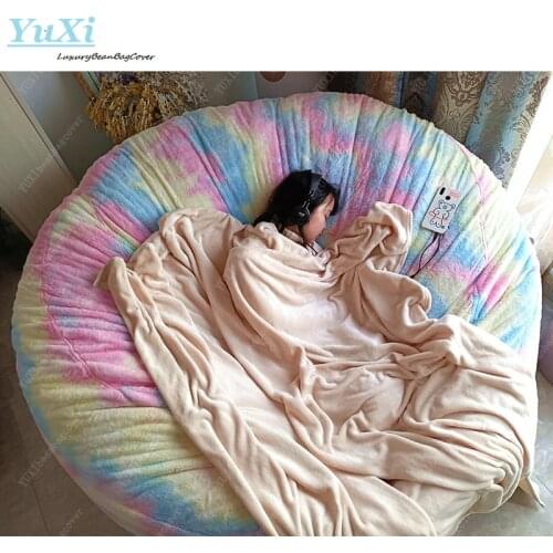 Dropshipping Couch Comfy Recliner No Filler Big Beanbag Floor Seat Coat Gradient Color Fur Plush Giant Bean Bag Cover For Relax