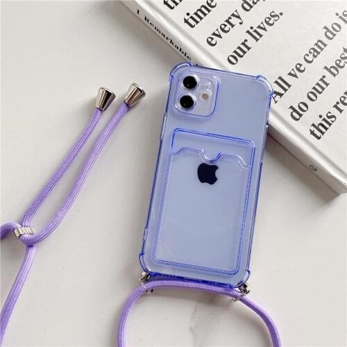 Luxury Color Necklace Lanyard Wallet Card Phone Case For Samsung A32 A12 A22 A42 A52 A72 A82 5G A32 Lite A02 A03S A10S M02 M01S