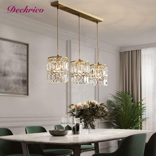 Modern Nordic Pendant Lamps Luxury Copper Crystal 3 Heads Modern Pendant Lamp Decorated In The Living Room Bedroom Fixtures