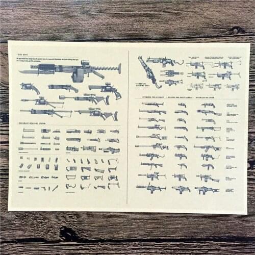 XQ-172 back to the future kraft paper "Machine gun with graphic" home decor poster paintings for living room wall 42x30 cm