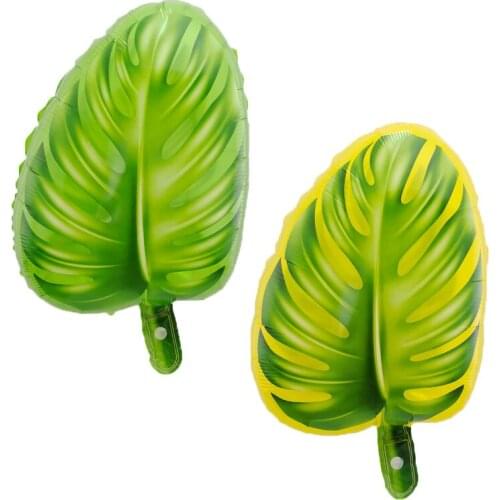 10pcs Green Yellow Tree Leaves Foil Balloons Birthday Party Decorations Hot Summer Theme Hawaii Beach Party Air Globos Supplies
