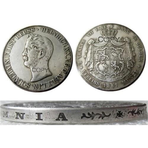 1841 German 2 Thaler- Heinrich XX Silver Plated Copy Coin DE(01)
