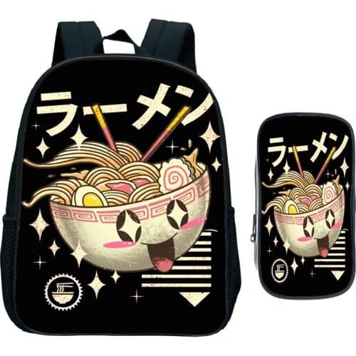 2pcs Pizza Egg Sushi Backpacks Baby Girls Boys Toddler Schoolbag Children Bookbag Kindergarten Gifts School Bags with Pen Case