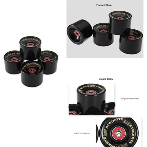 STRIKATE 4Pcs Per Kit Longboard Wheels Big Soft Wheels for Skateboard 78A with ABEC-9 Bearing