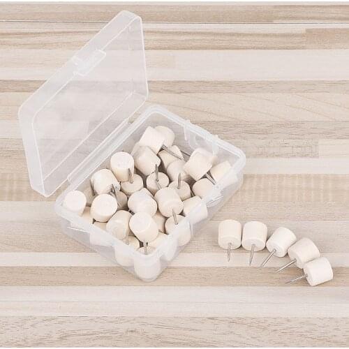 40Pcs Cylinder Wooden Thumbtack Creative Decorative Drawing Push Pins Wood Head 1XCE