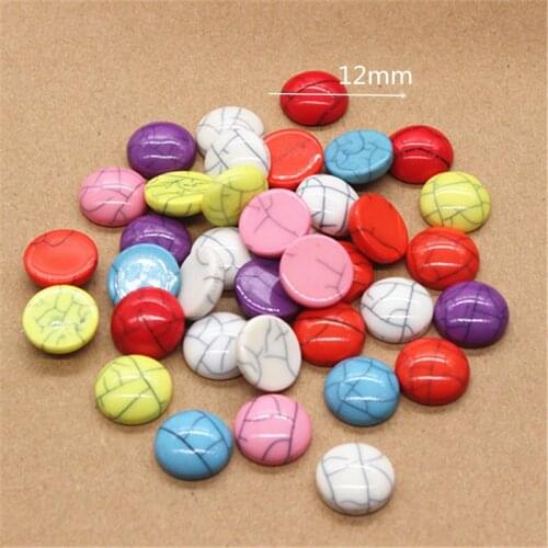 50PCS 12mm Mix Colors Cute Resin Imitation Turquoise Stone Flatback Cabochon Embellishment Accessories DIY Craft Scrapbooking