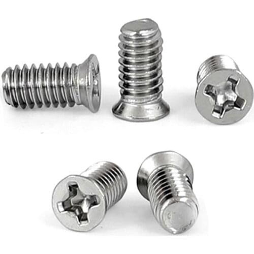 50pcs M1.6 M2 M2.5 M3 M4 304 A2 Stainless Steel Nonstandard Small Head Cross Recessed Phillips Flat Countersunk Head Bolts Screw