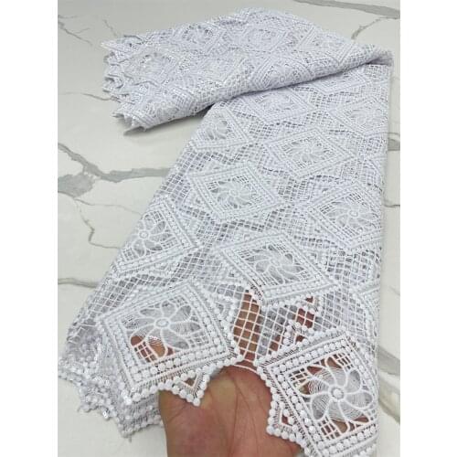 African Cord Lace Fabric 2021 High Quality Sequins Milk Silk Lace French Water Soluble Fabric For Wedding Party Sew 4110B