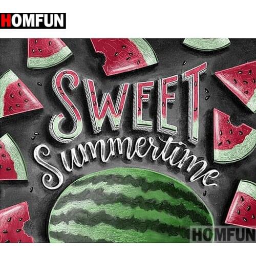 HOMFUN Full Square/Round Drill 5D DIY Diamond Painting "Letter watermelon" 3D Embroidery Cross Stitch 5D Home Decor A13488