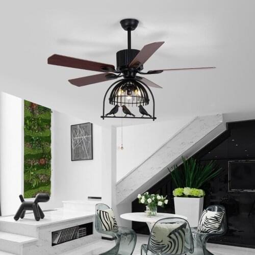 American Style 52 Inch Large Industrial Ceiling Fan For Bedroom Vintage Living Room Ceiling Fan Industrial Fan With Remote Led