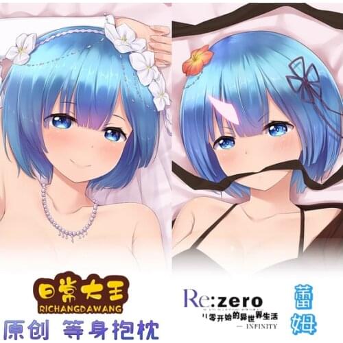 Anime Ri:Zero kara Hajimeru Isekai Seikatsu Rem Hugging Body Cartoon Dakimakura Pillow Case Cushion Cover Otaku Gift Cosplay