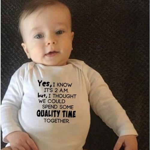 Yes I Know Its 2am But I Thought We Could Spend Some Quality Time Together Baby Boy Romper Cheaper Long Sleeve Clothes