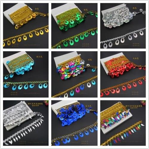 DIY Tassel Sequins Bells Lace Ribbon Leave Fringe Trims For Latin Dance Dress Costume Decoration Sewing Supplies Paillette Lace