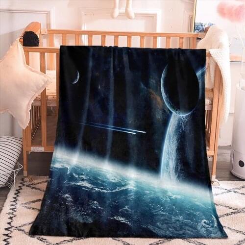 Home Decoration Outer Space Blanket Customize 3D Print Galaxy Starry Sky Sofa Blanket Single Bedding Bedroom Living Room