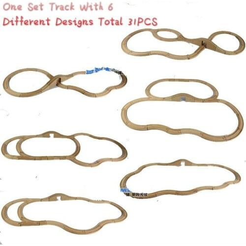 EDWONE 31PCS/Set Track 6 Different Designs Wooden Track Railway Accessories Toy For Wooden Biro Trains